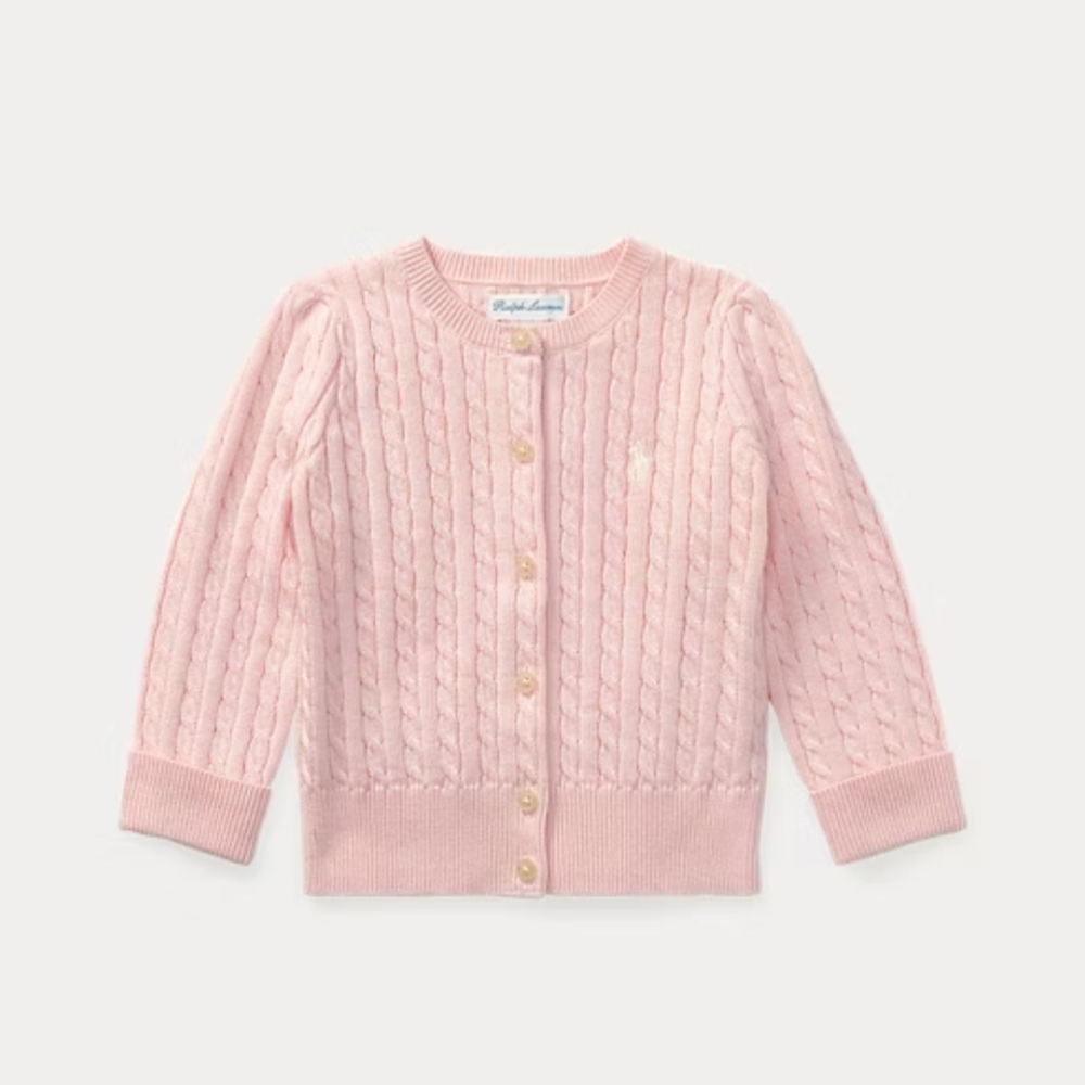 Ralph Lauren Pink Cable Knit Cardigan - 18m